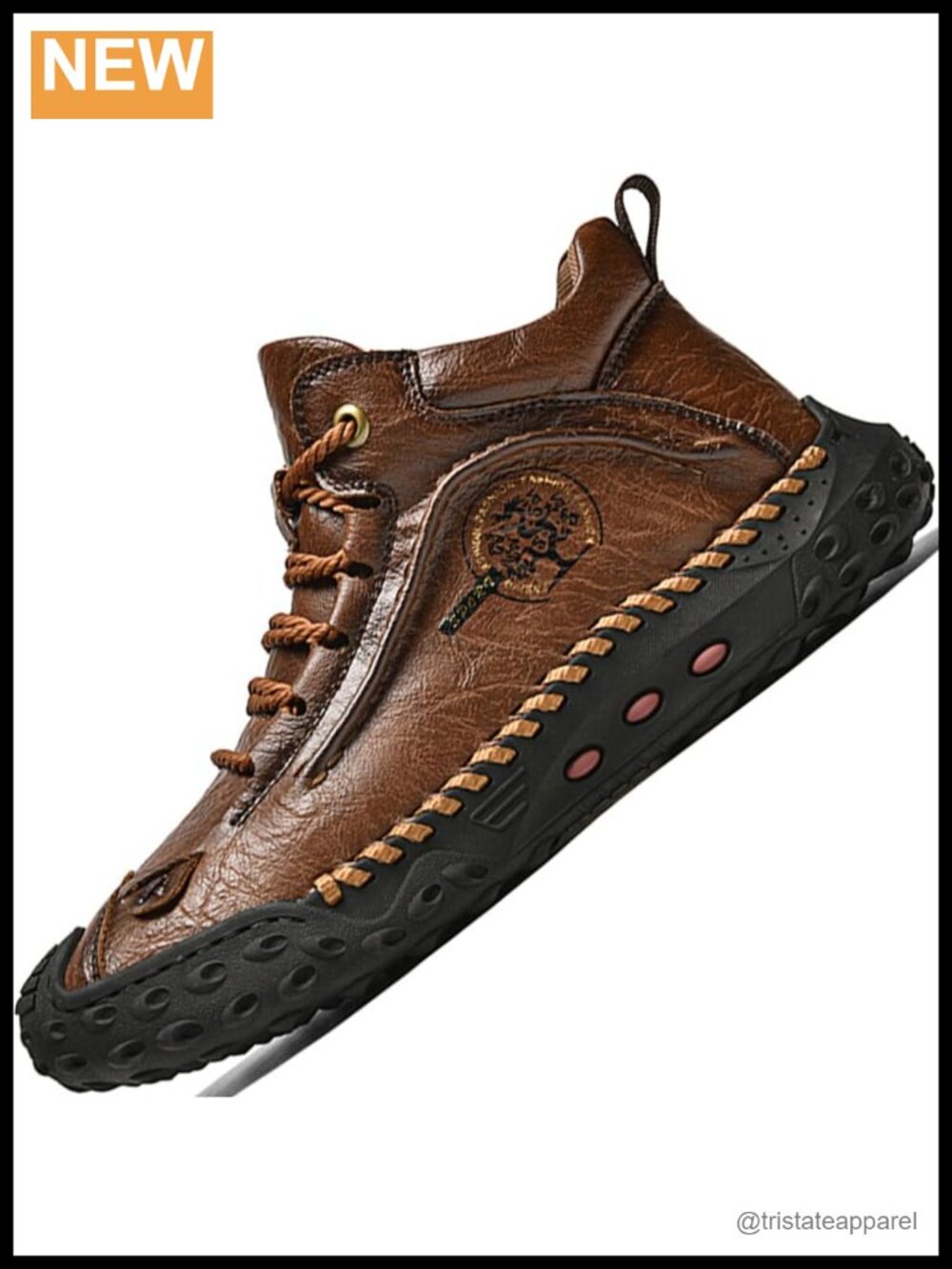 Men's Leather Chelsea Boots Lace-Up Ankle High Top Casual Shoes
